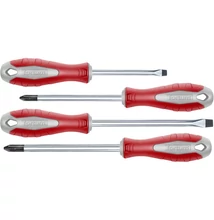 Extol csavarhúzó klt., 4db; lapos: 4×75, 6×125mm, PZ1×100, PH2×125, CV. mágneses, papír doboz