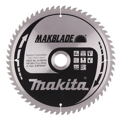 Makita B-09020  MakBlade körfűrésztárcsa 260x30mm Z60
